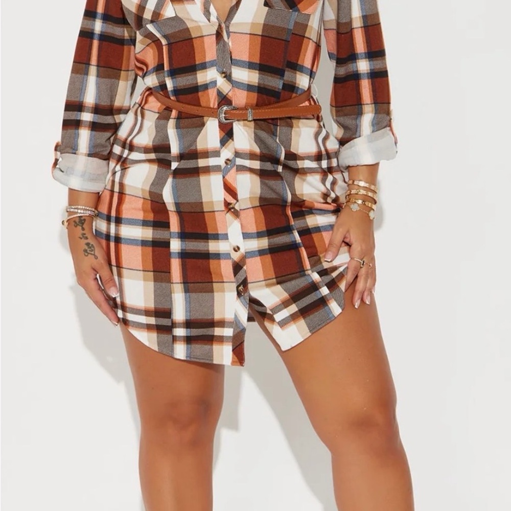 🔥Fashion Nova Multicolor Plaid Shirt Dress